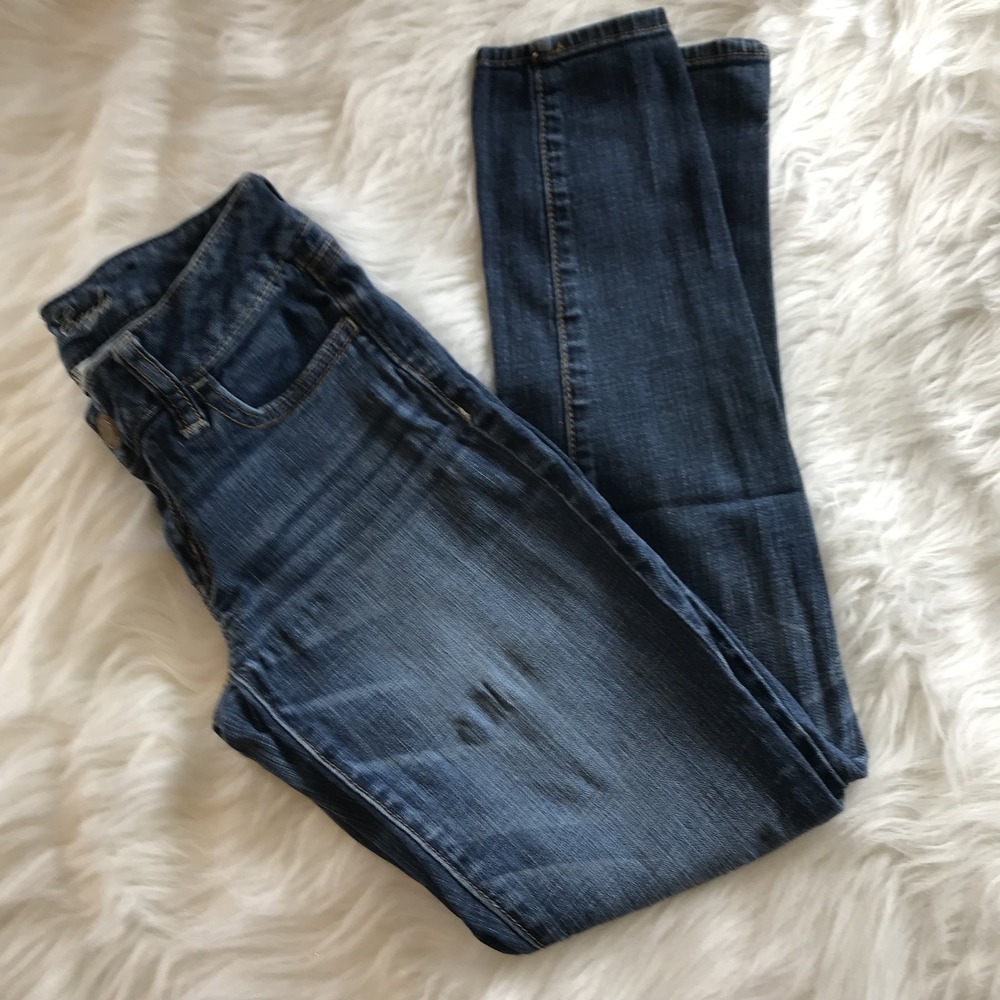 American Eagle Womens Jegging‎ Sz 2 Medium Wash Blue Super Stretch